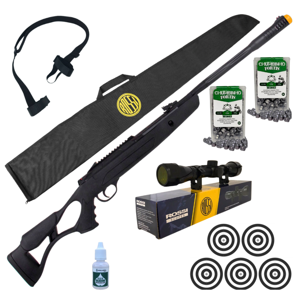 Carabina de Pressão Hatsan Airtact Pd 5,5 Gás Ram 60 kg - Escolha seu Kit: