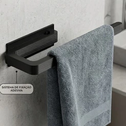 Kit Banheiro Porta Papel Higiênico E Toalha de rosto | Adesivo Sem Furar | estilo Minimalista