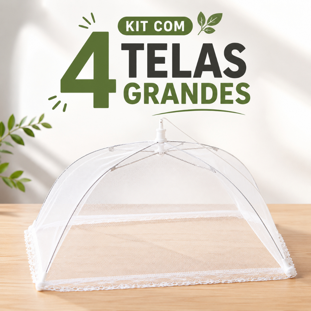Kit 4 Protetores Tela Grande Mosquiteiro Alimentos Fruta Bolo Dobravel Anti Moscas Insetos Dobravel