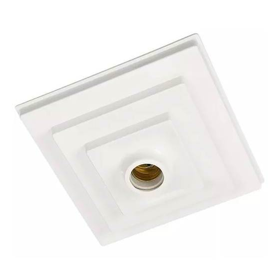 Plafonier Decorativo Pq Quadrado Branco Para 1 Lâmpada