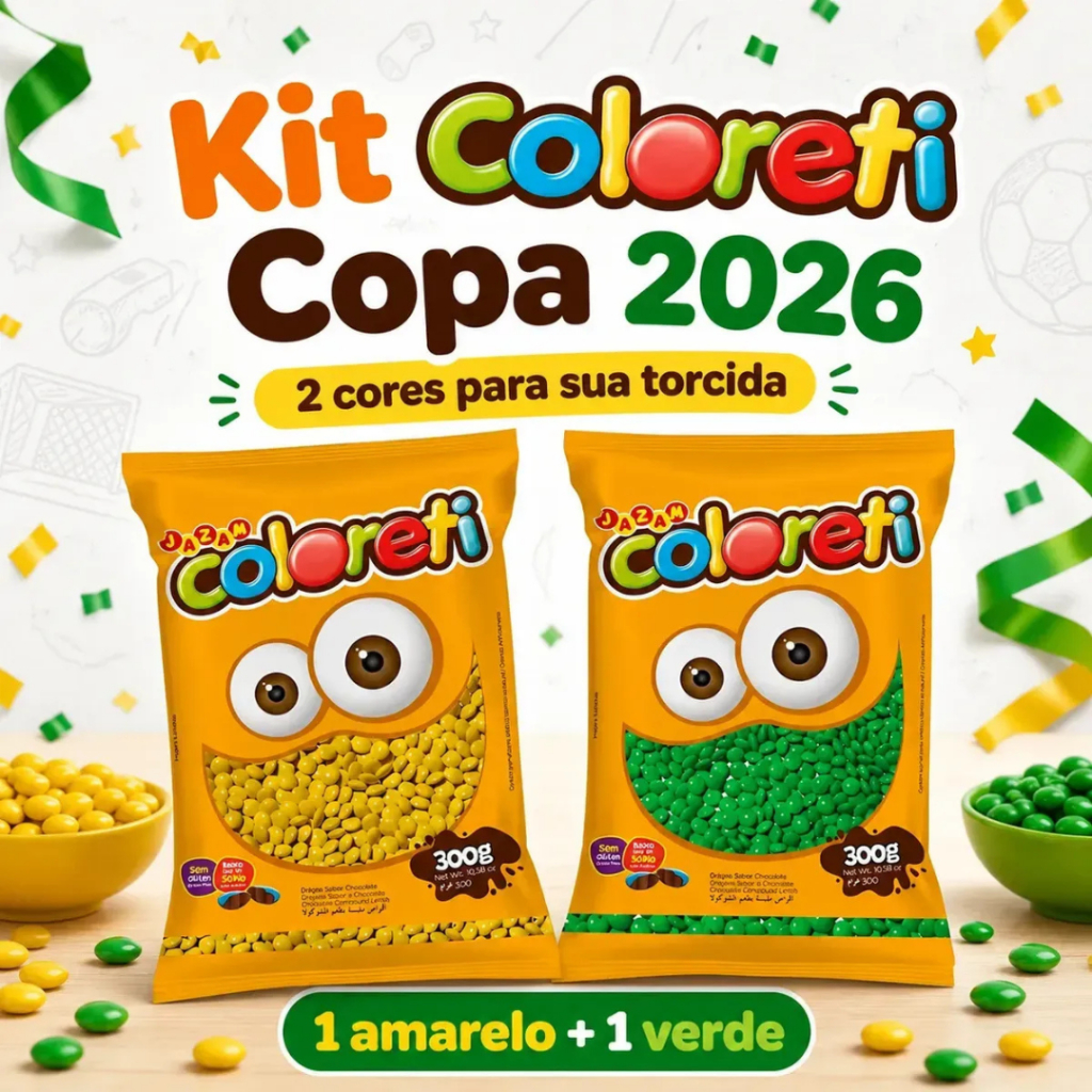 Kit Coloreti Amarelo e Verde Copa Do Mundo 2026 - Jazam Alimentos