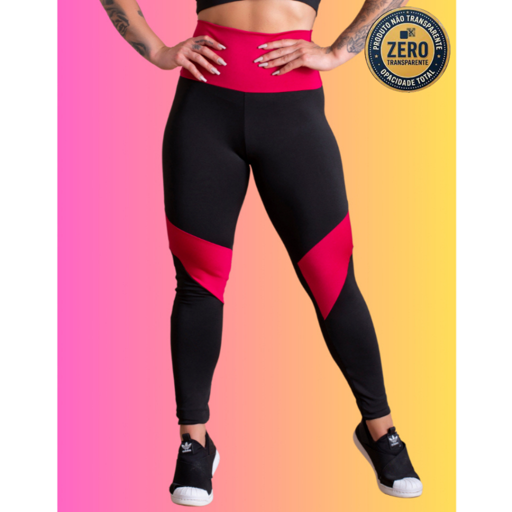 Calça Legging Fitness Cintura Alta Feminina Com Detalhe Recorte Cintura Academia Treino RIQ Modas