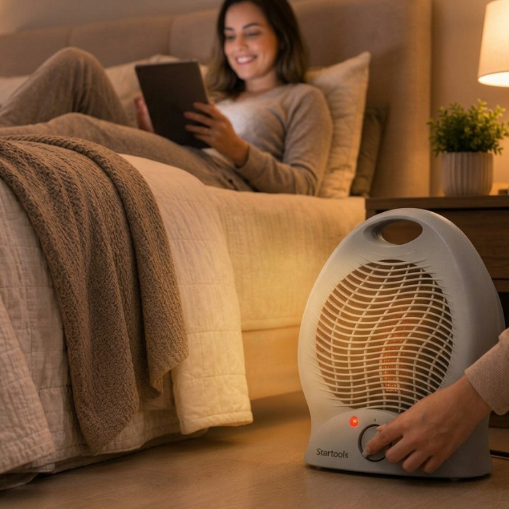 Aquecedor Elétrico Portátil Cinza 220V-2000W/127V-1000W Aquecimento Rápido 2 Níveis Seguro Compacto