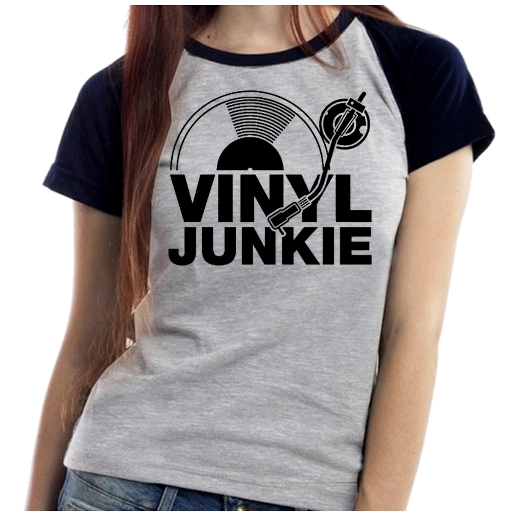 Baby Look Blusa Feminina ou Camiseta Unissex Dj musica vinil Junkie Hip Hop Dance Trance