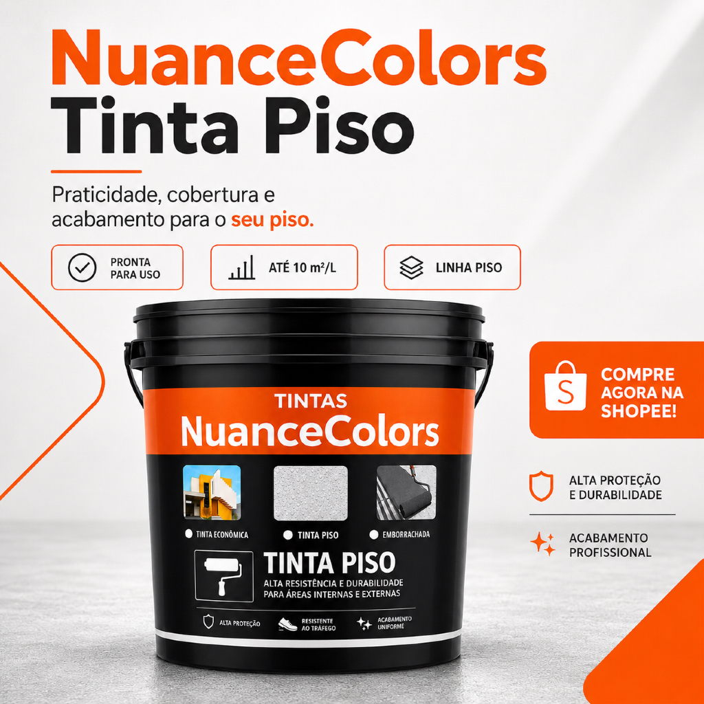 Tinta Acrílica Piso 3,6L NuanceColors 1L - Parede Quadra Telhado Antiderrapante Interna e Externa