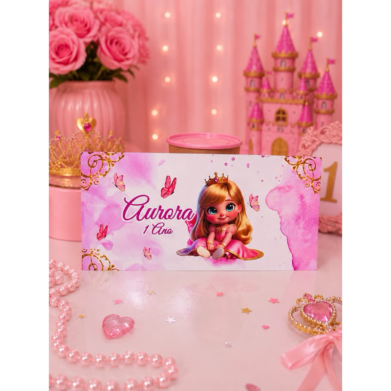 ✨RÓTULO PERSONALIZADO PARA COFRINHO DA PRINCESA AURORA-rótulo para cofrinho-cofrinho personalizado-lembrancinha infantil