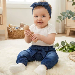 Calça Jeans para Bebê Menina Confortável Até 12 Meses