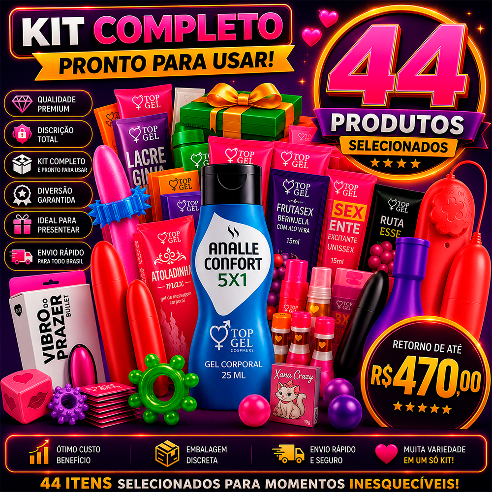 Kit 44 sex shop Produtos Premium eróticos sexual intimo casal sexy shop lubrificante feminino masculino sexshop shopp