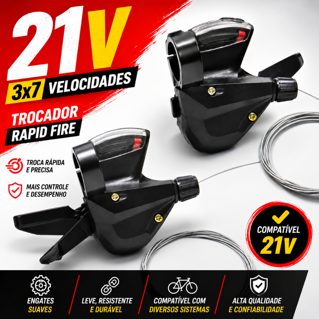 Par Alavanca Passador De Marcha Bike 21v Sem Manete Rapid Fire