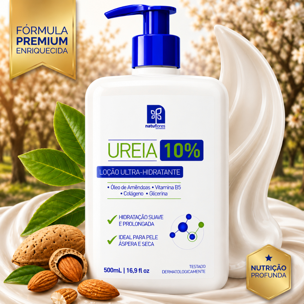 Loção Ultra-Hidratante Ureia 10% Natuflores Alivia Descamação com Vitamina B5 e Colágeno