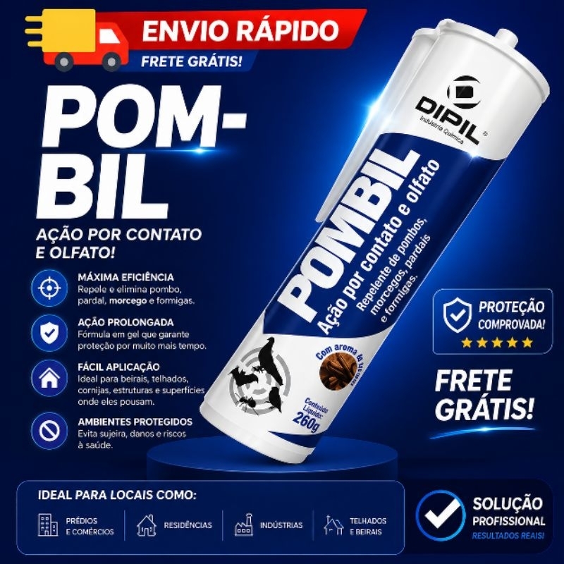 POMBIL DIPIL ORIGINAL REPELENTE DE POMBO, MORCEGO, PARDAL E FORMIGA 265G
