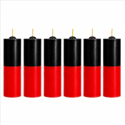 Vela Votiva de 7 Dias Bicolor 250g Preta e Vermelha Caixa Com 6 Unidades