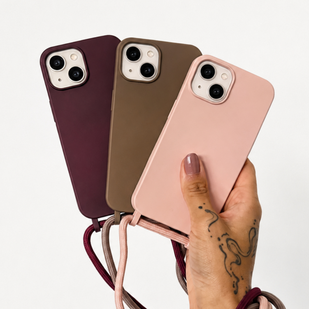 Capinha Luxo Com Cordão Para Iphone 13, 14, 15, 16 Pro e Pro Max Interior Aveludado
