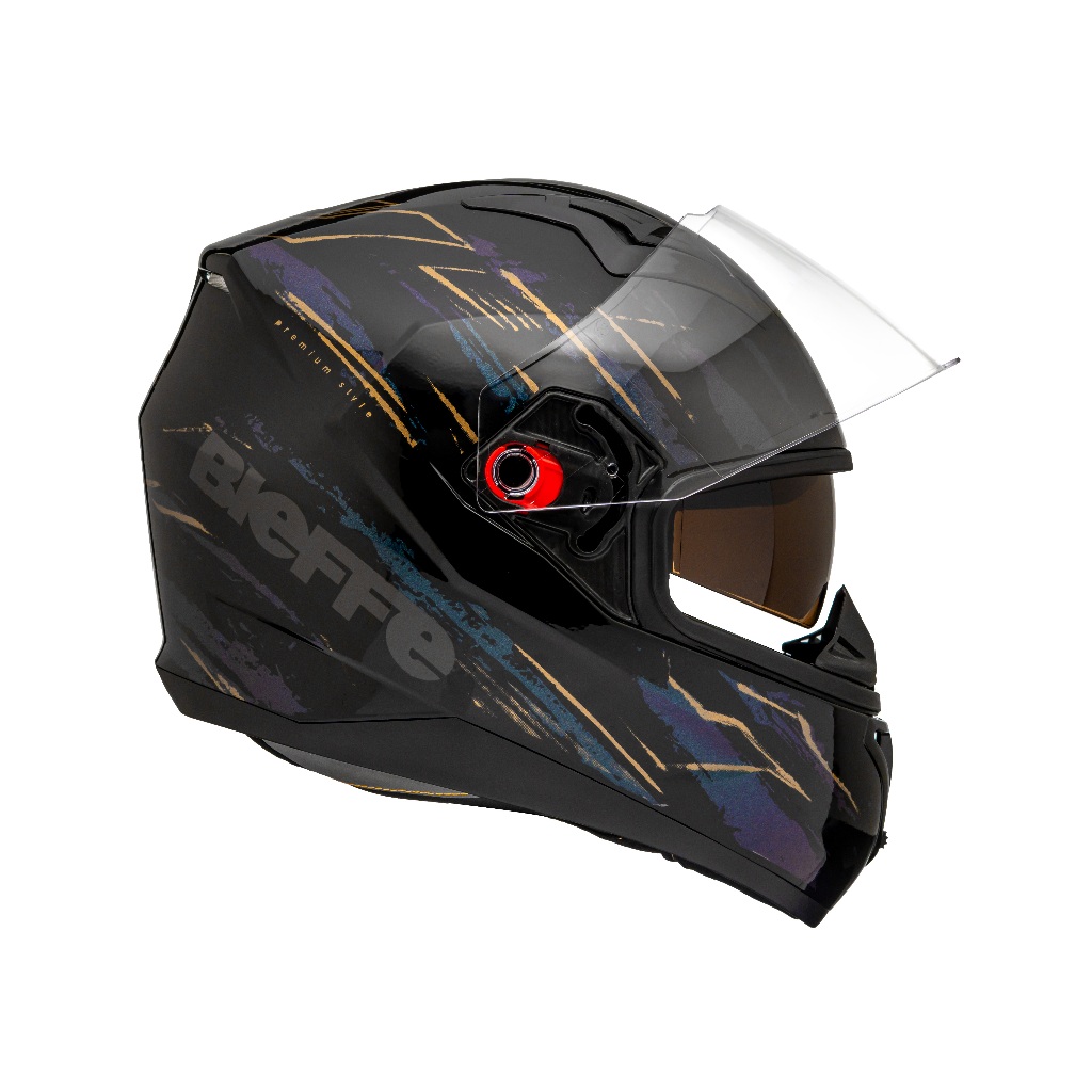 Capacete Moto Fechado Marca Bieffe - B-40 Hunting Preto Brilho c/ Camaleão + Viseira Iridium Extra