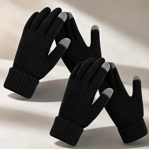 KIT 2Luvas Touch Screen para Celular e Tablet em Lã Macia Térmica Unissex Inverno Frio