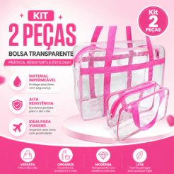 Kit 2 Bolsa Maternidade Transparente + Necessárie Grande Praia, Piscina, Hospital, Passeio, ENVIO INMEDIATO