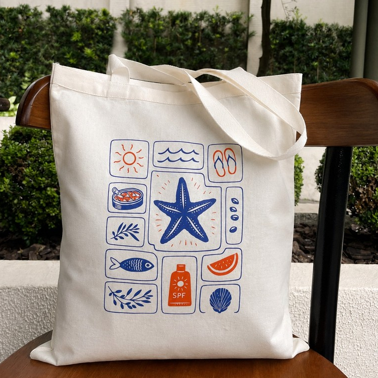 Bolsa Sacola Ecobag PRAIA VERÃO - 100% algodão