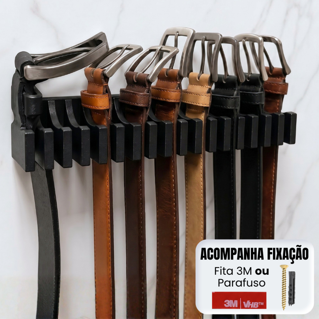 Suporte de Cintos de Parede ou Guarda-Roupas | Porta Cinto Organizador Expositor Organizador de Cintos 9 ou 19 Ganchos