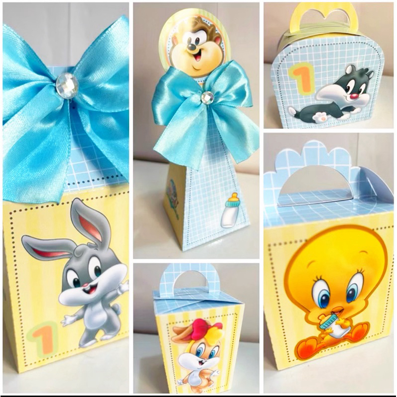 kit Caixinhas Personalizadas Baby Looney Tunes PEGUE E MONTE festa lembrancinha aniversario