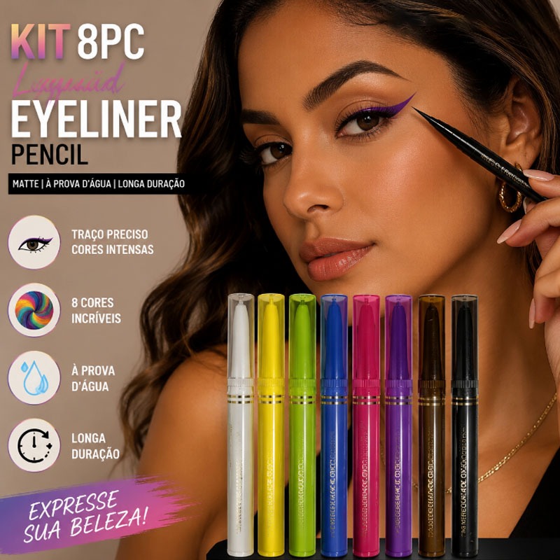 KIT8PC Lápis Delineador Líquido / Delineador Colorido / Fosco / À Prova D 'Água / Duradouro