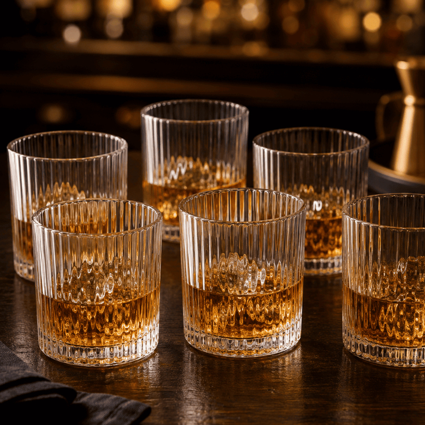 Imagem Jogo 6 Copos Baixos Para Água Whisky De Vidro Graffiato Hauskraft 280ml