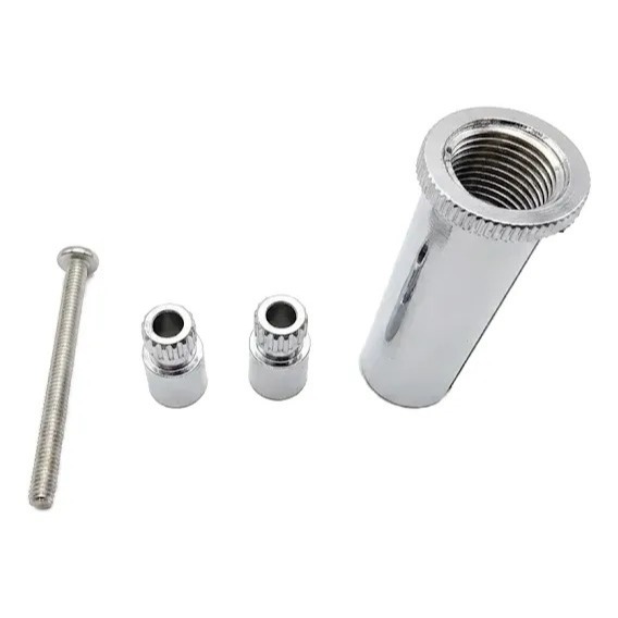 Kit Prolongador Registro Deca 16 Estrias 2 Alongadores Latão Cromado Canopla Cromada Parafuso Inox