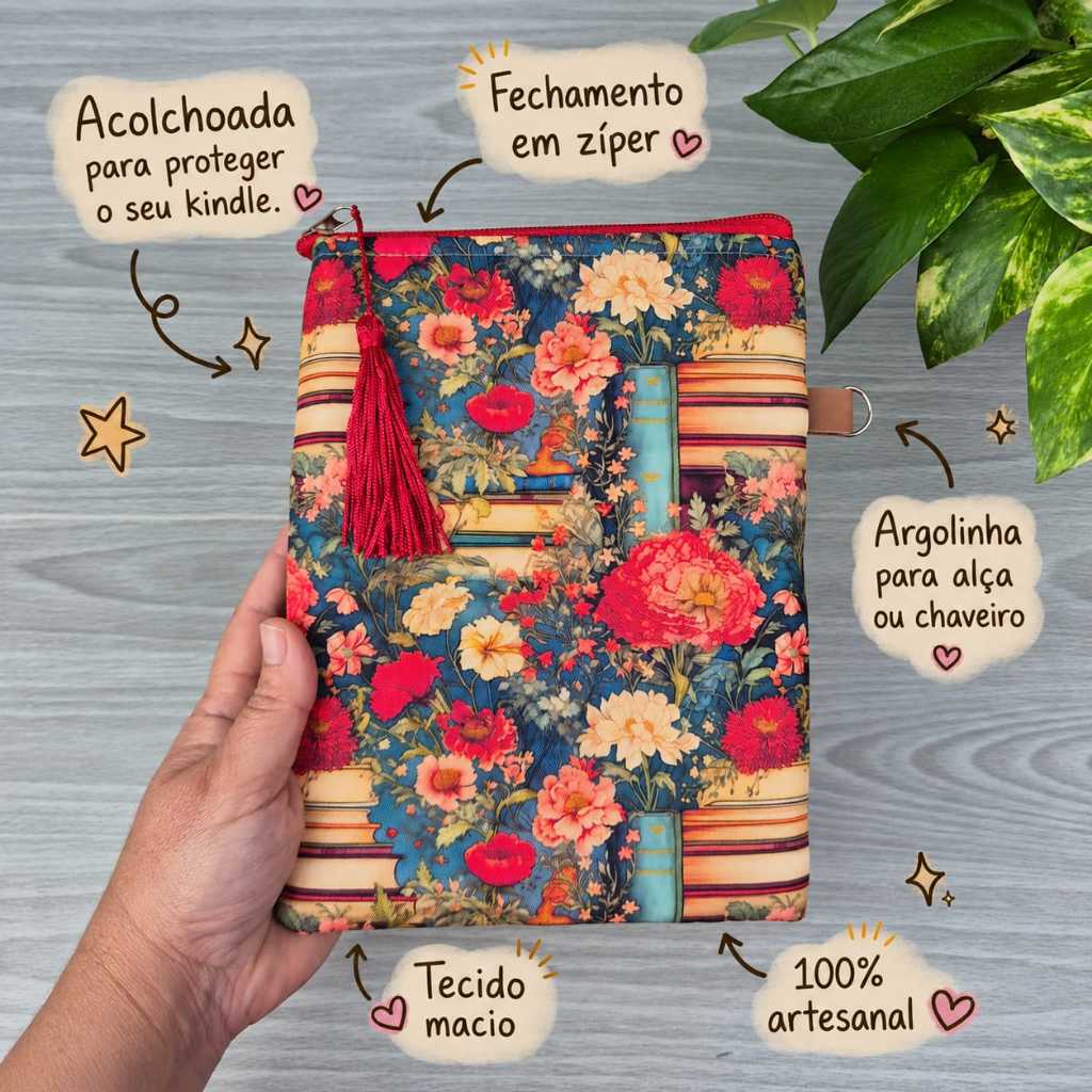 Capa case protetora para kindle paperwhite e colorsoft com zíper acolchoada