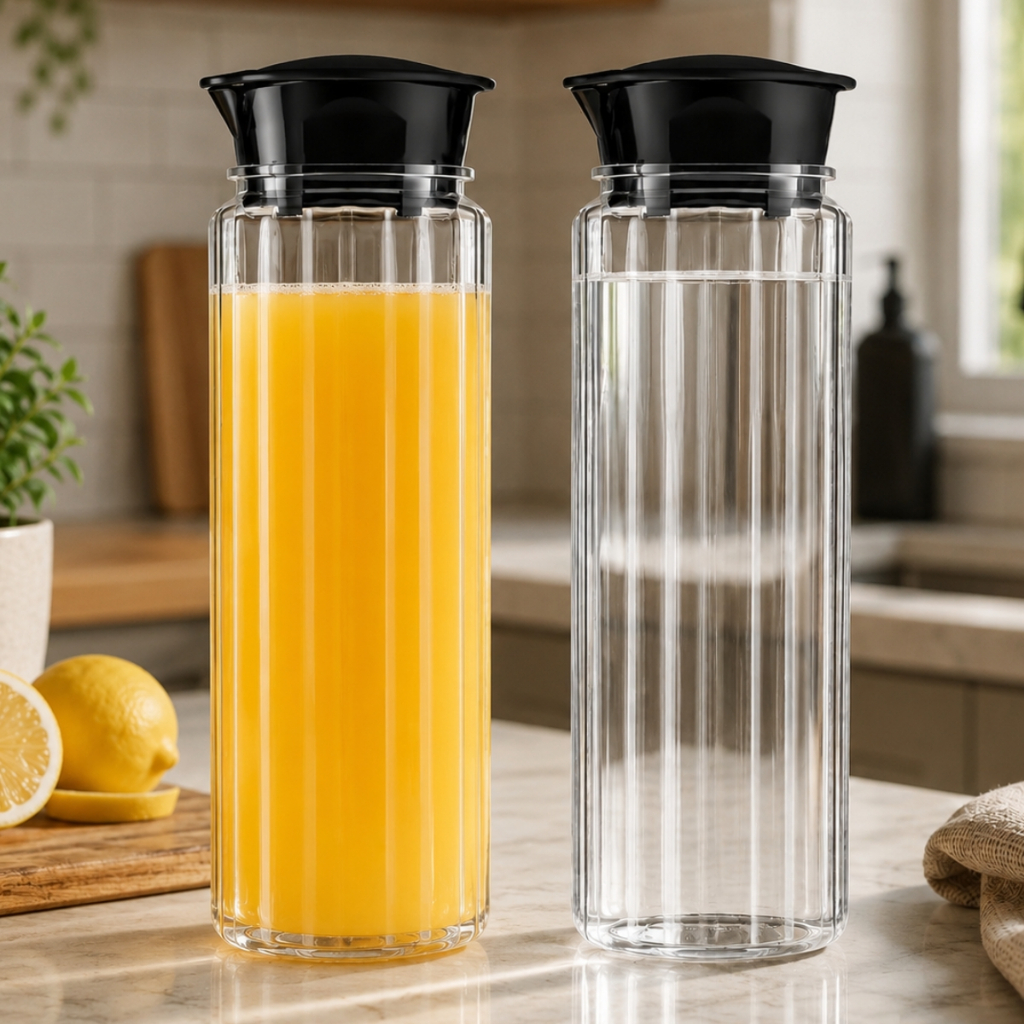 Kit 2 Jarra Suco Garrafa De Água Geladeira Tampa Higiênica 1,2lt