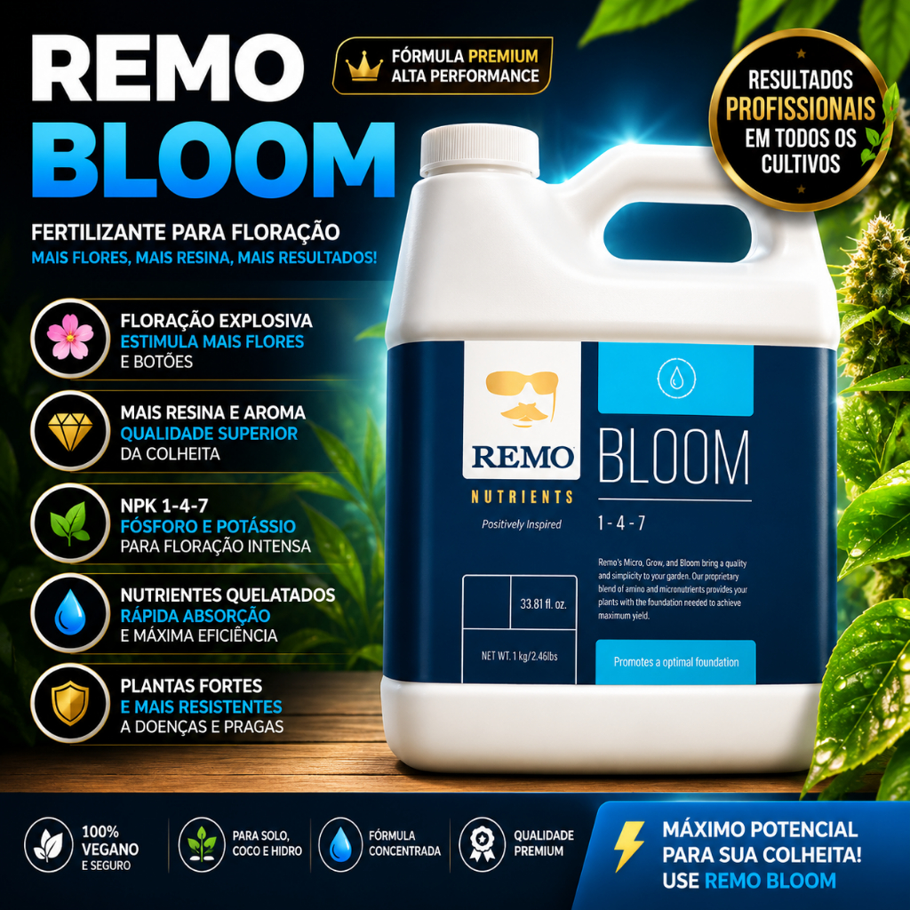 Fertilizante Remo Nutrients Bloom Cultivo  - 4 Litros Floração Rendimento Máximo - Micro Nutrientes Essenciais