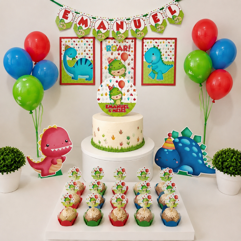 ENVIO RÁPIDO Kit festa Dinossauro Cute- Dinossauro | Personalizado Bolinho Aniversário Lembrancinha