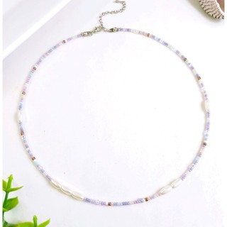 Colar de Miçangas e Pérolas - Colar Artesanal Sortido de Perola Tons de Azul - Acessório Feminino - [ Colar Elegance ]