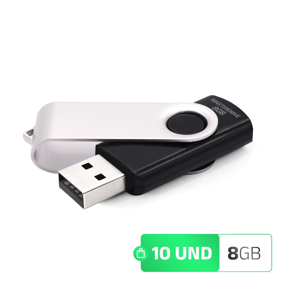Pendrive 8GB Kit 10 ATACADO MasterDrive USB 2.0 BigBlack