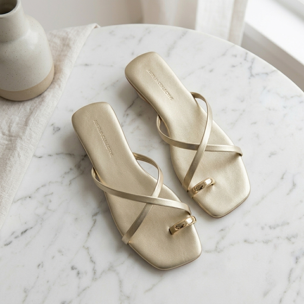 Sandália Rasteirinha Feminina Detalhe Dourado Confortável– Lançamento 2026 | Elegância e Conforto