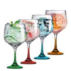 Kit 2 Taças de Vidro Gin 690ml Personalizadas, Jogo Taças Gin de Vidro Haste Cores Variadas - Ruvolo