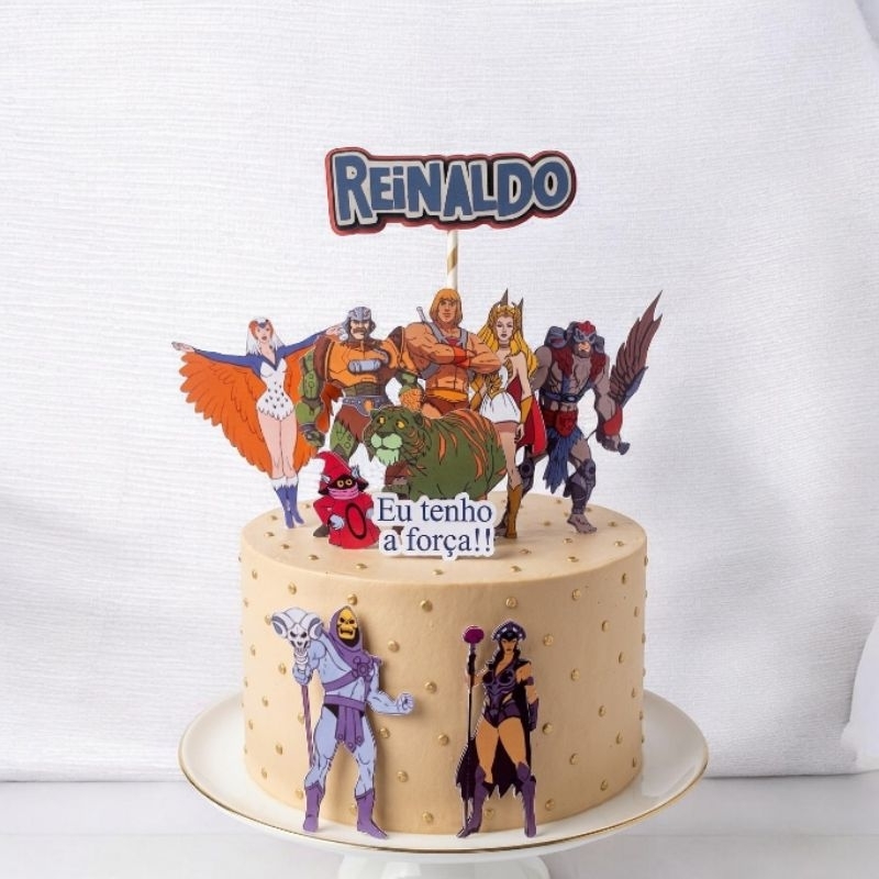 Topper Topo de bolo He-Man Personalizado com Nome e idade|Aniversário, Mesversário, Papel Fotográfico Brilho