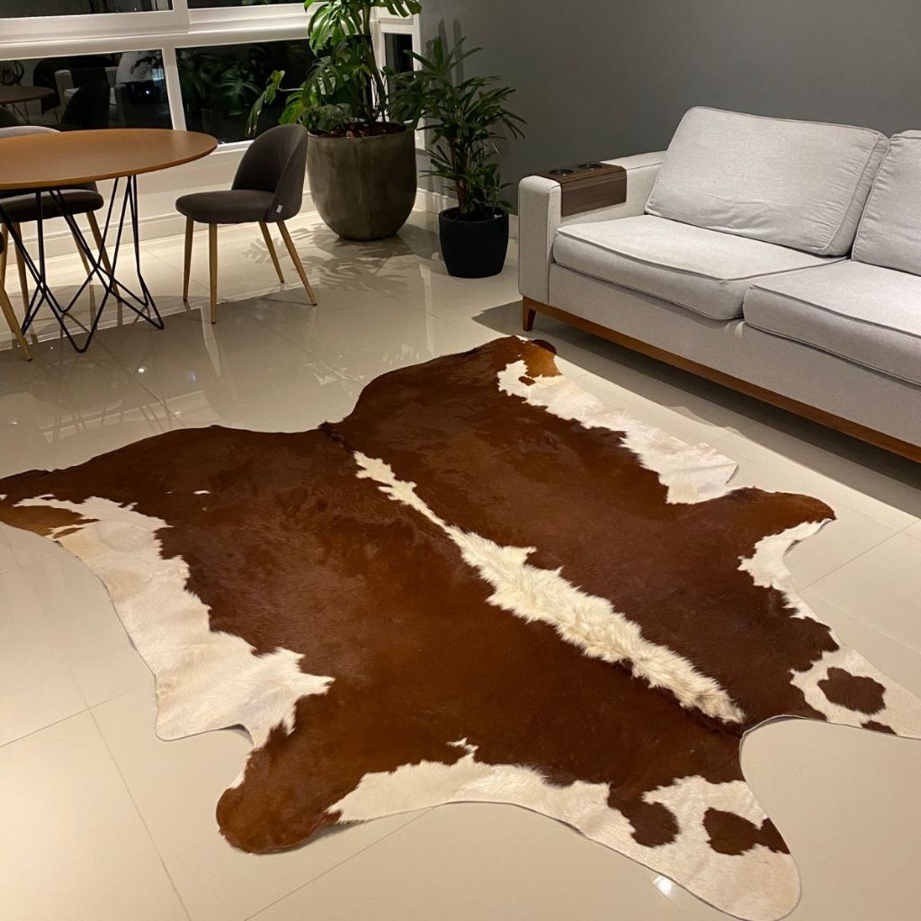 Tapete De Couro Bovino Clássico Grande Decorativo