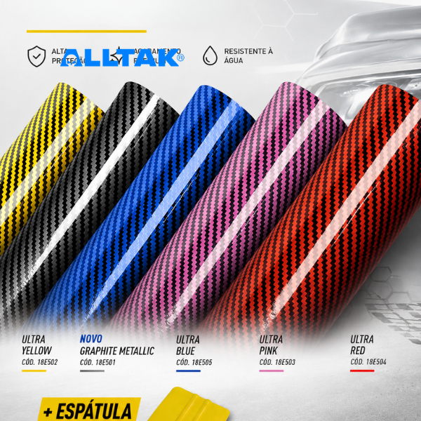 ADESIVO FIBRA DE CARBONO 5D ALLTAK QUINTO ELEMENTO 1M X 1,38M CARRO, MOTO, SOLEIRA E ENVELOPAMENTO