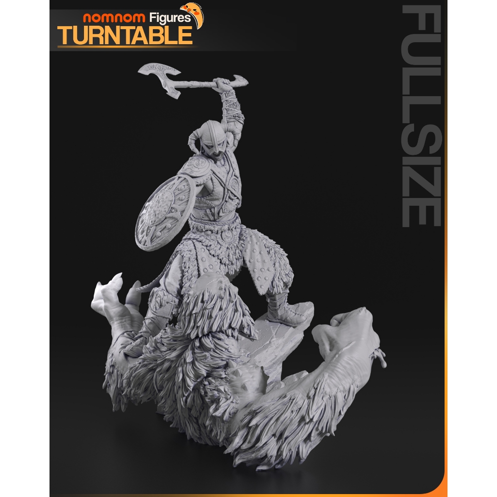 Diorama Guerreiro Nórdico Vs Troll 1:10 Resina 12k 26cm - Kit 18 Peças Grande Estátua RPG Garage Kit Sem Pintura Nomnom