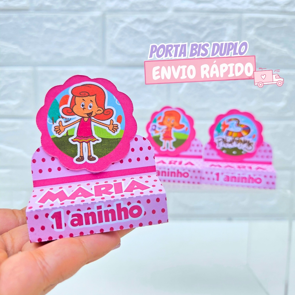 Porta Bis Duplo 3 PALAVRINHAS Menina | Personalizado | Lembrancinha de Festa | Aniversário