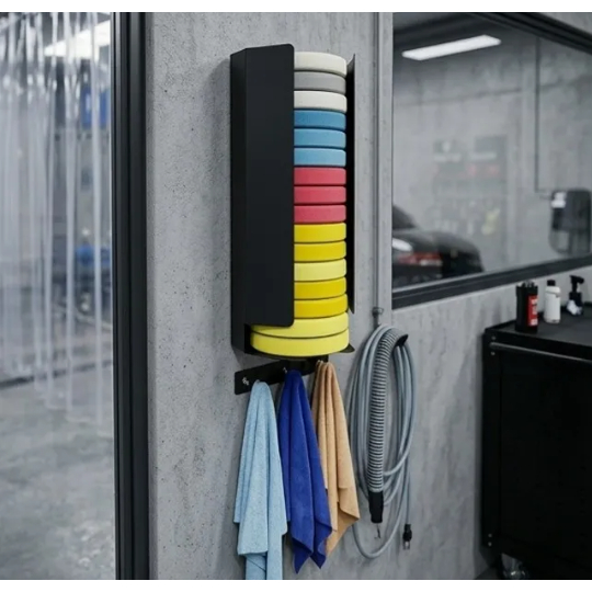 Suporte Para Boinas De Polimento 5 E 6 Polegadas Em Aço Organizador De Parede Detailer