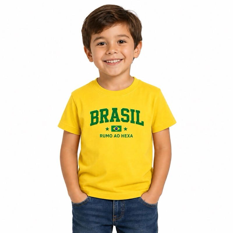 Camiseta infantil Brasil Copa 100% Algodão Envio imediato