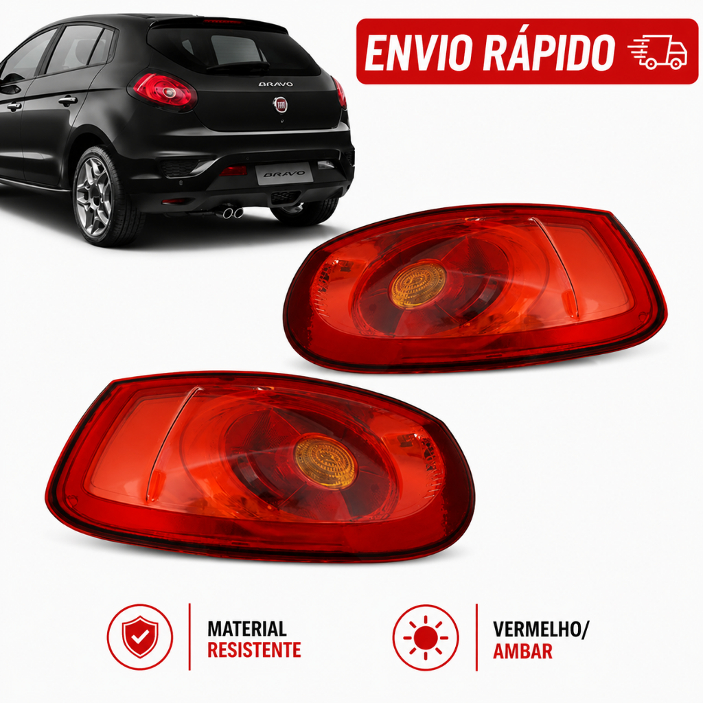 Lanterna Traseira Fiat Bravo 2011 2012 2013 2014 Vermelha Ambar Premium