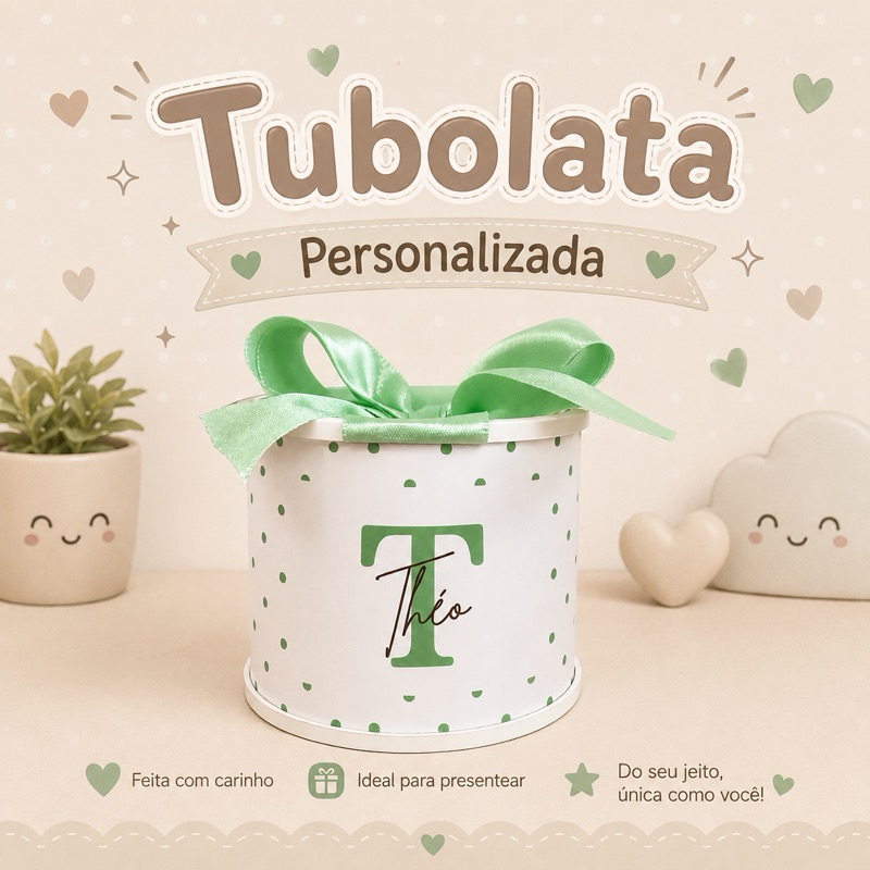 Tubolata Personalizada 5x6 - Chá de Bebê - Chá Revelação - Casamento - Lembrancinha - Aniversário