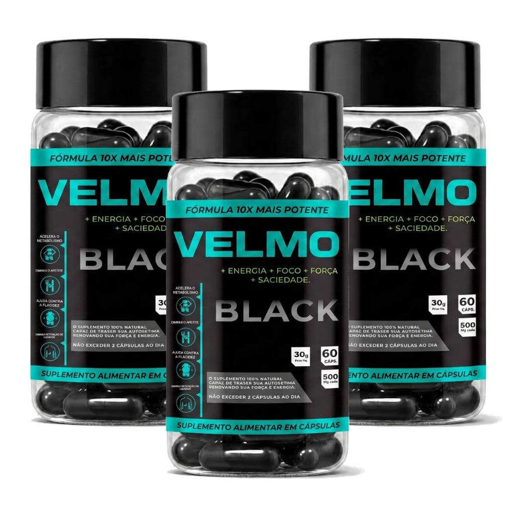 3x Velmo Black 60 Capsulas Premium Secaps Envio Rapido Promoção Original !