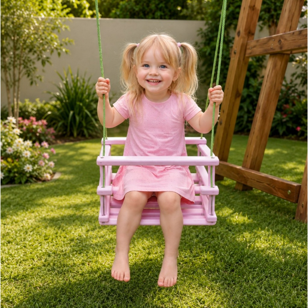 Cadeirinha de Balanço Infantil  Rosa e Azul  -  de Madeira Alta Qualidade   -  1 á 10 ANOS até 35kg