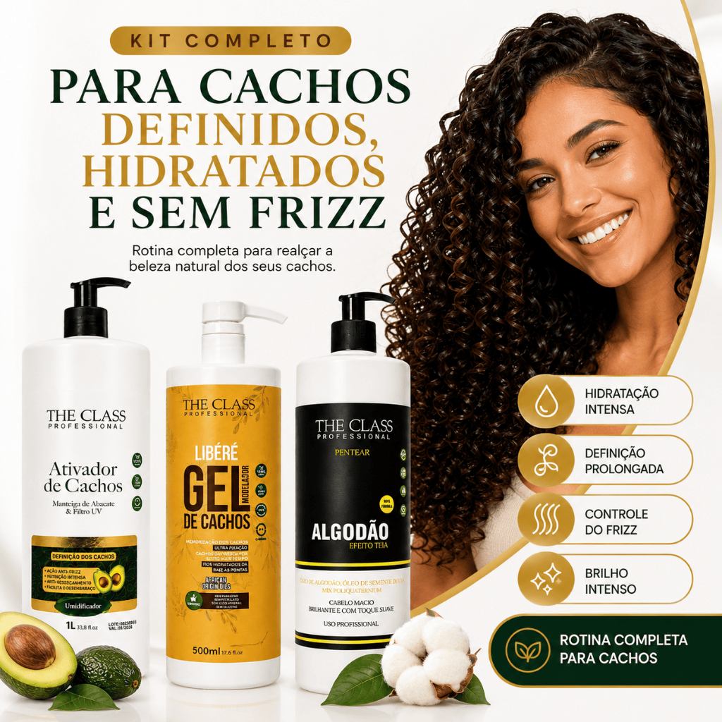 Kit Cachos Completo Ativador Gel Modelador Creme Pentear Profissional
