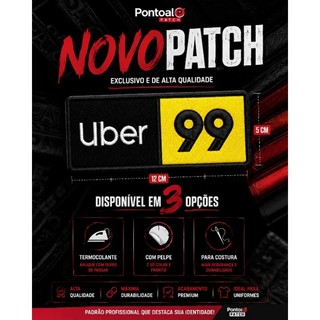PATCH BORDADO UBER E 99 PATCH BORDADO MOTORISTA DE APLICATIVO COM TERMOCOLANTE PSTCH BORDADO VELCRO PATCH IDENTIFICAÇÃO