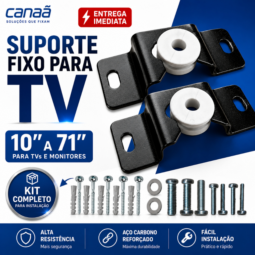 Suporte TV Fixo Universal Parede 10 a 71 Polegadas Kit Completo Para TV Samsung LG TCL Philips