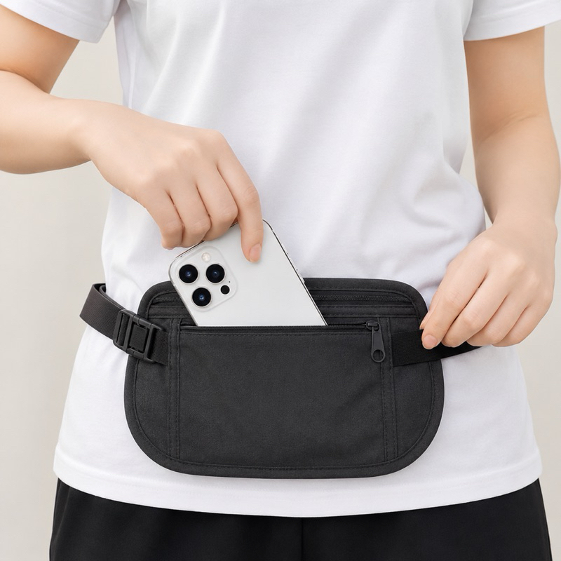 Pochete Doleira Slim Ultrafina Oculta Impermeável Porta Celular Dinheiro e Documentos