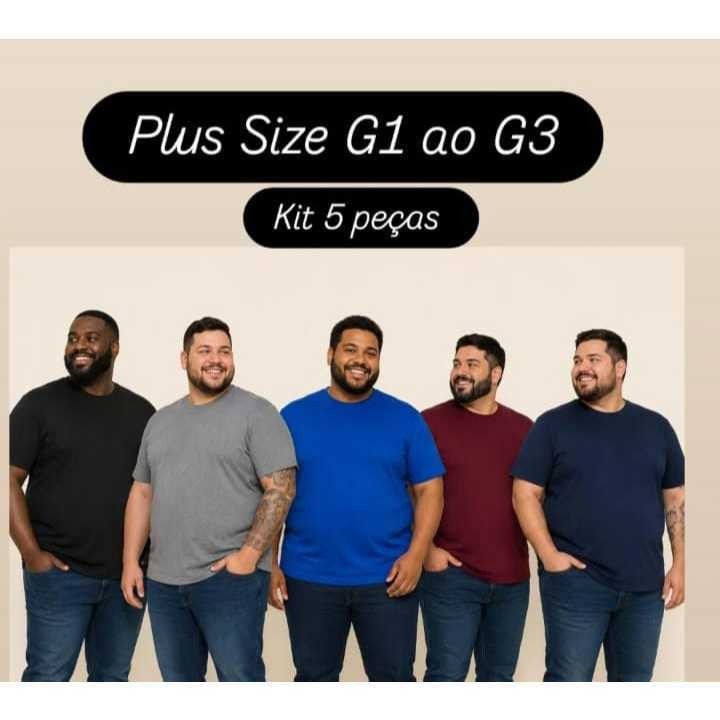 kit 5 Camiseta Masculina Plus Size Casual Moda Esportiva Dry Fit Academia Esportes Treino Confortável